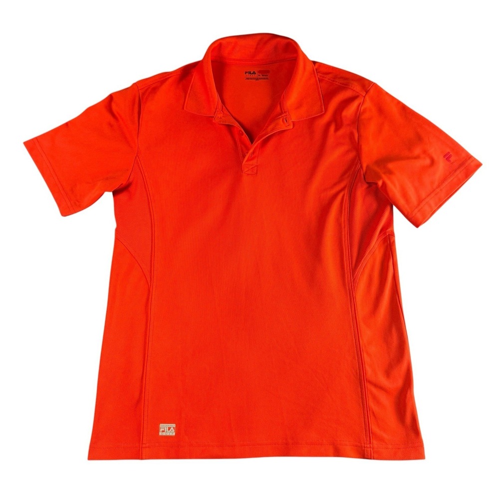 FILA Golf Polo Shirt Mens Medium Orange Performance Short Sleeve Athletic